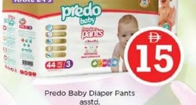 Predo Baby Diaper Pants asstd. XL 32's, M 44's, L 40's, XXL 28's, XXXL 24's