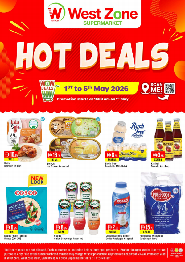 Hot Deals from West Zone until 5th May