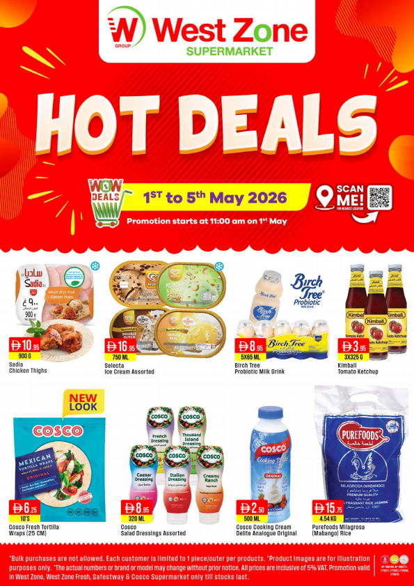 Hot Deals from West Zone until 5th May