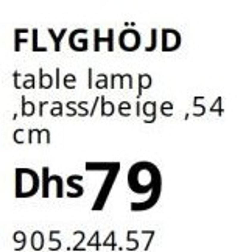 FLYGHÖJD table lamp, brass/beige, 54 cm