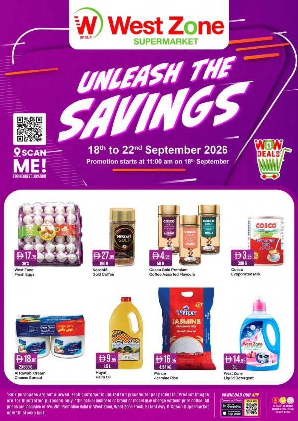 Unleash The Savings from West Zone until 22nd September