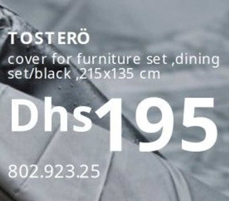 TOSTERÖ cover for furniture set, dining set/black, 215x135 cm