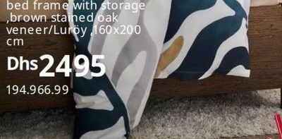 TONSTAD bed frame with storage, brown stained oak veneer/Luröy, 160x200 cm