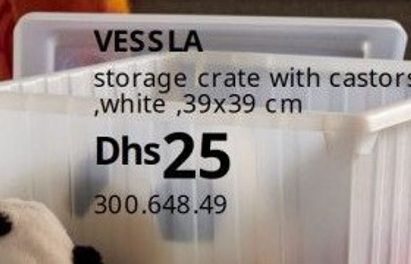 VESSLA storage crate with castors, white, 39x39 cm