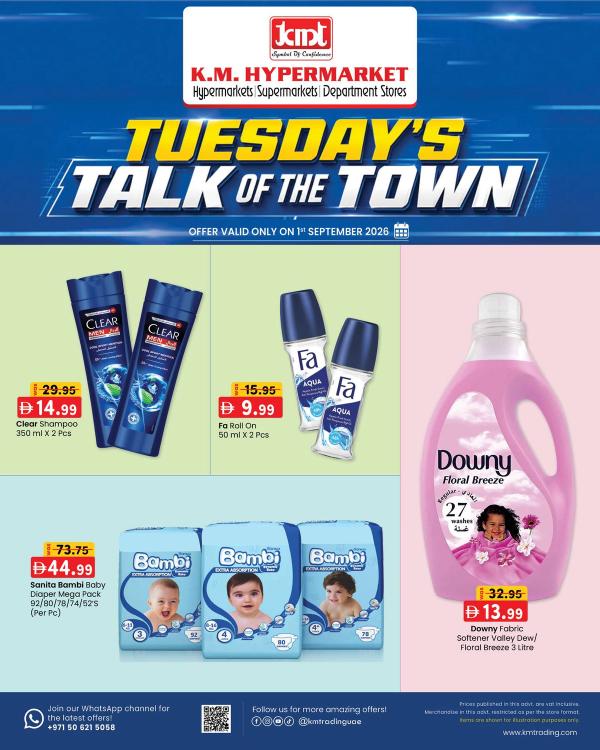 Tuesday's Talk Of The Town from K.M. TRADING until 1st September