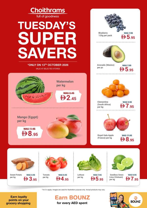 Tuesday's Super Savers from Choithrams until 13th October