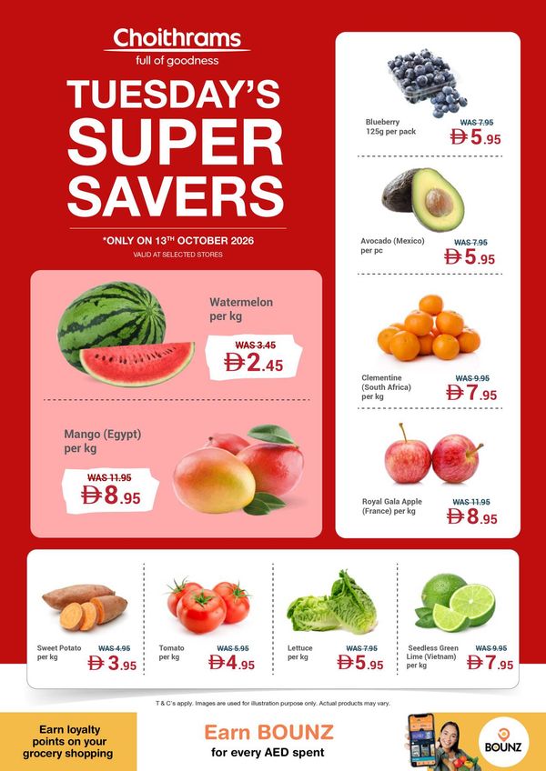 Tuesday's Super Savers from Choithrams until 13th October