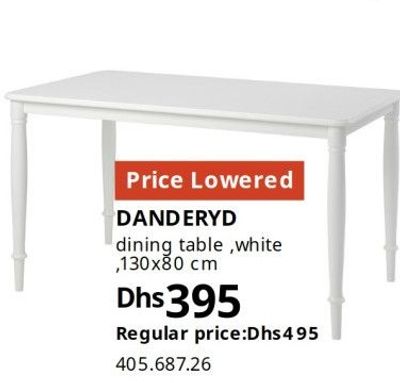DANDERYD dining table, white, 130x80 cm