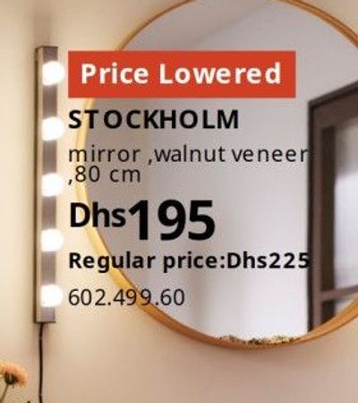 STOCKHOLM mirror, walnut veneer, 80 cm