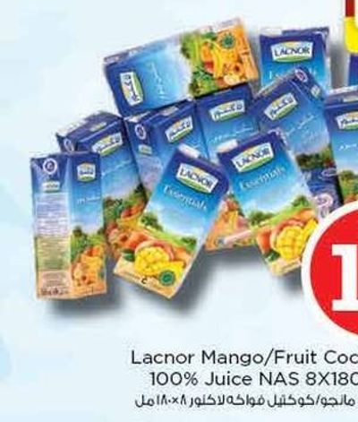 Lacnor Mango/Fruit Cocktail 100% Juice NAS 8x180ml
