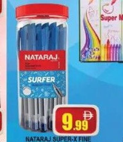 Nataraj Super-X Fine Ball Point Pen 0.7mm Blu 30's Jar