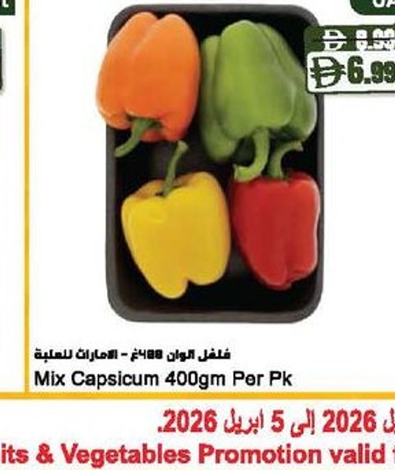 Mix Capsicum 400gm Per Pk