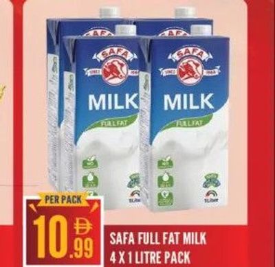 Safa Full Fat Milk 4 x 1 Litre Pack