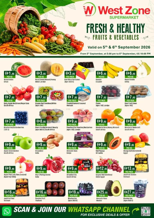 Fresh & Healthy from West Zone until 6th September