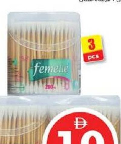 Femelle Bamboo Stem Cotton Buds 3x200's