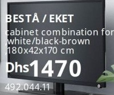 BESTĂ… / EKET cabinet combination for TV, white/black-brown, 180x42x170 cm