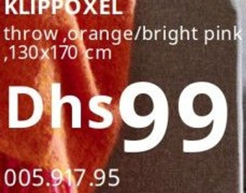 KLIPPOXEL throw, orange/bright pink, 130x170 cm