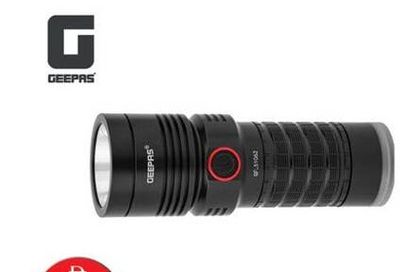 Geepas Rechargeable LED Flashlight with Power Bank