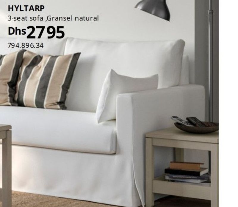 HYLTARP 3-seat sofa, Gransel natural