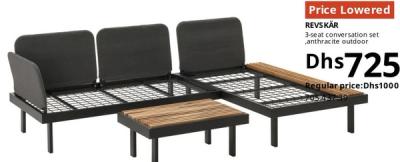 REVSKÄR 3-seat conversation set, anthracite outdoor