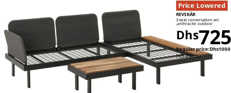 REVSKÄR 3-seat conversation set, anthracite outdoor
