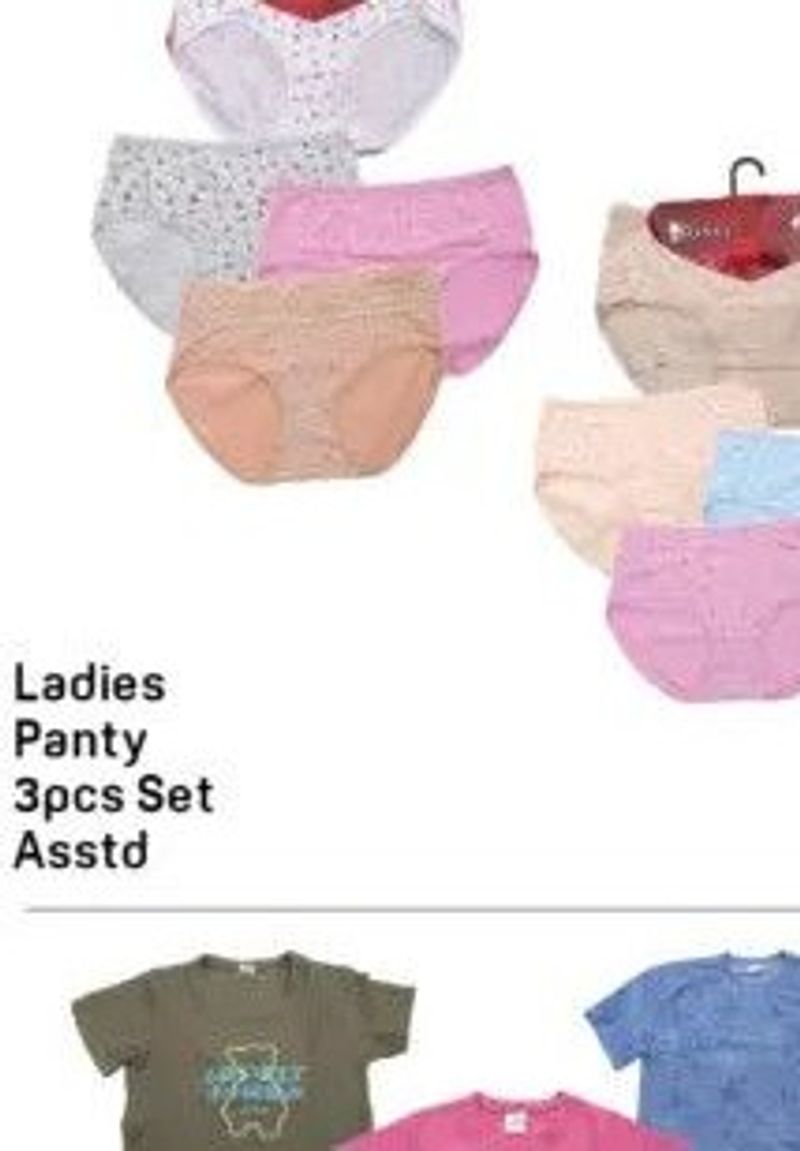 Ladies Panty 3pcs Set Asstd