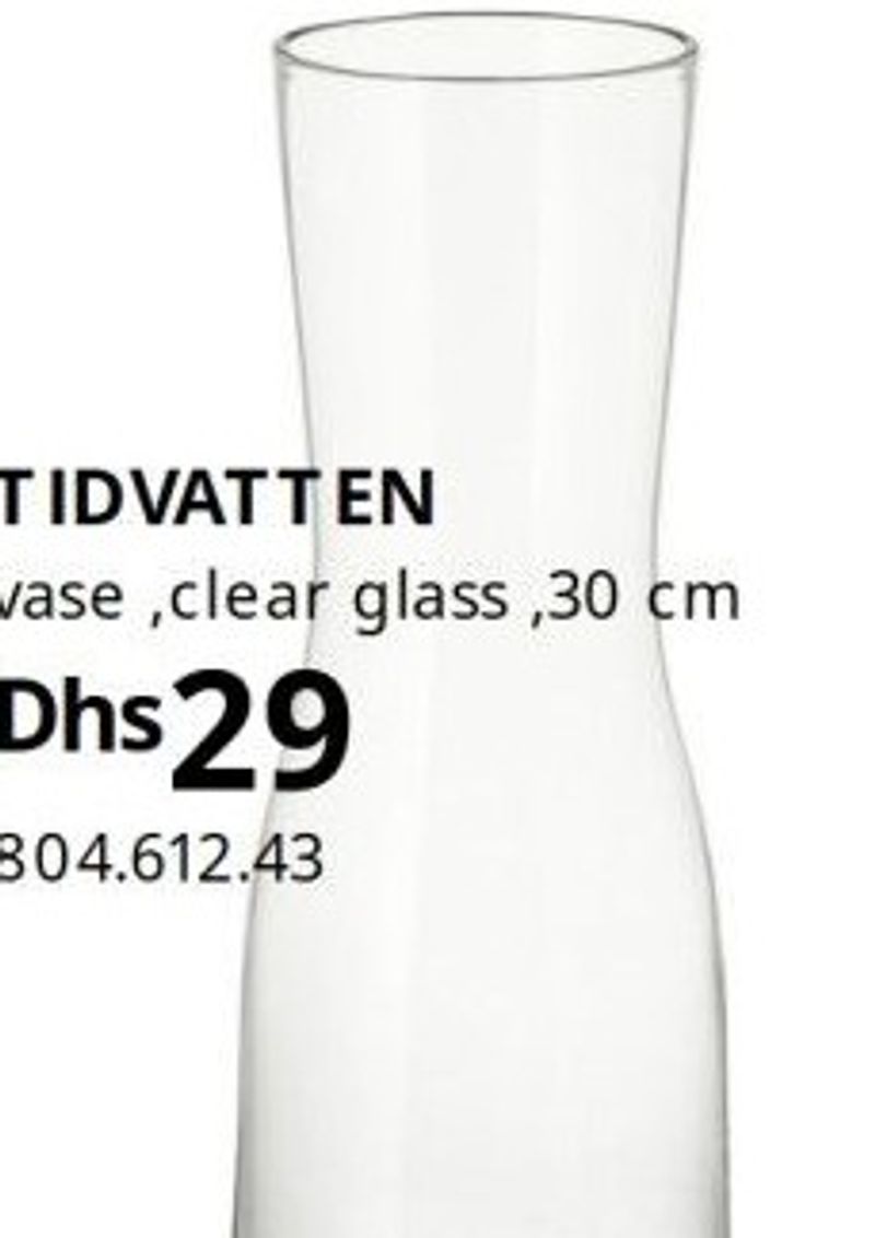 TIDVATTEN vase, clear glass, 30 cm