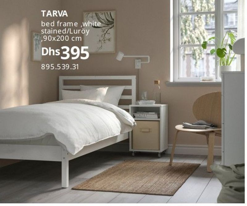 TARVA bed frame, white stained/Luröy, 90x200 cm