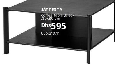 JÄTTESTA coffee table, black, 80x80 cm