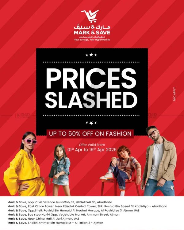 Prices Slashed Sale from Mark & Save until 15th April