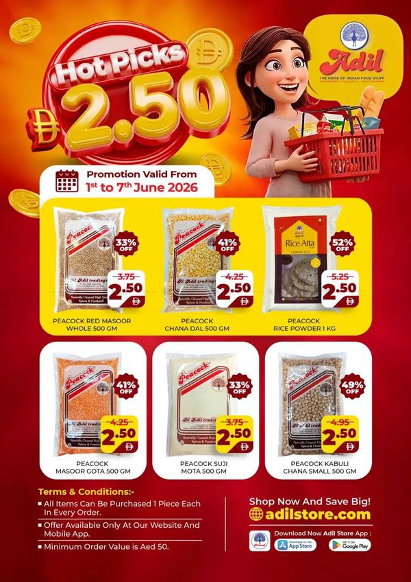 Hot Picks AED 2.50 from Al Adil until 7th June