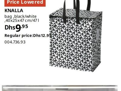 KNALLA bag, black/white, 40x25x47 cm