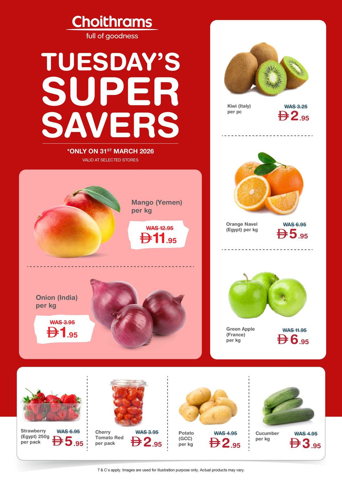 Tuesday Super Savers from Choithrams until 31st March