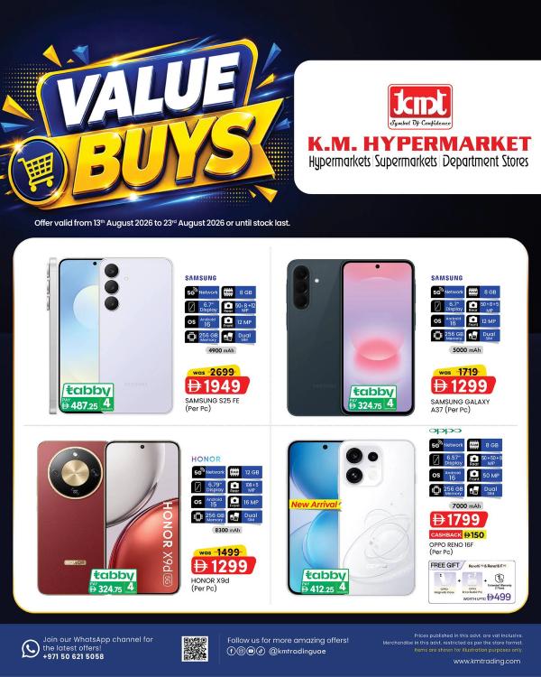 Value Buys from K.M. TRADING until 23rd August
