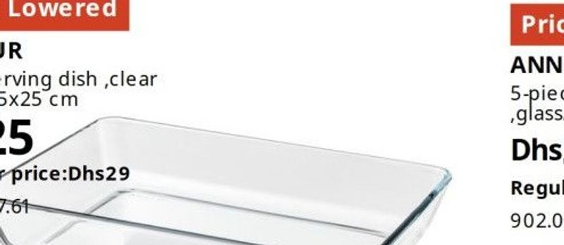 MIXTUR oven/serving dish, clear glass, 35x25 cm