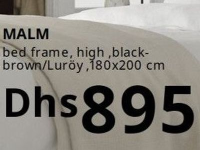 MALM bed frame, high, black-brown/Luröy, 180x200 cm