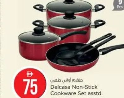 Delcasa Non-Stick Cookware Set 9 Pcs asstd.