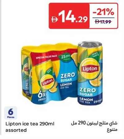 Lipton Ice Tea Zero Sugar Lemon 6x290ml assorted