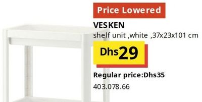 VESKEN shelf unit, white, 37x23x101 cm