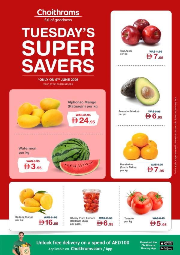 Tuesday's Super Savers from Choithrams until 9th June