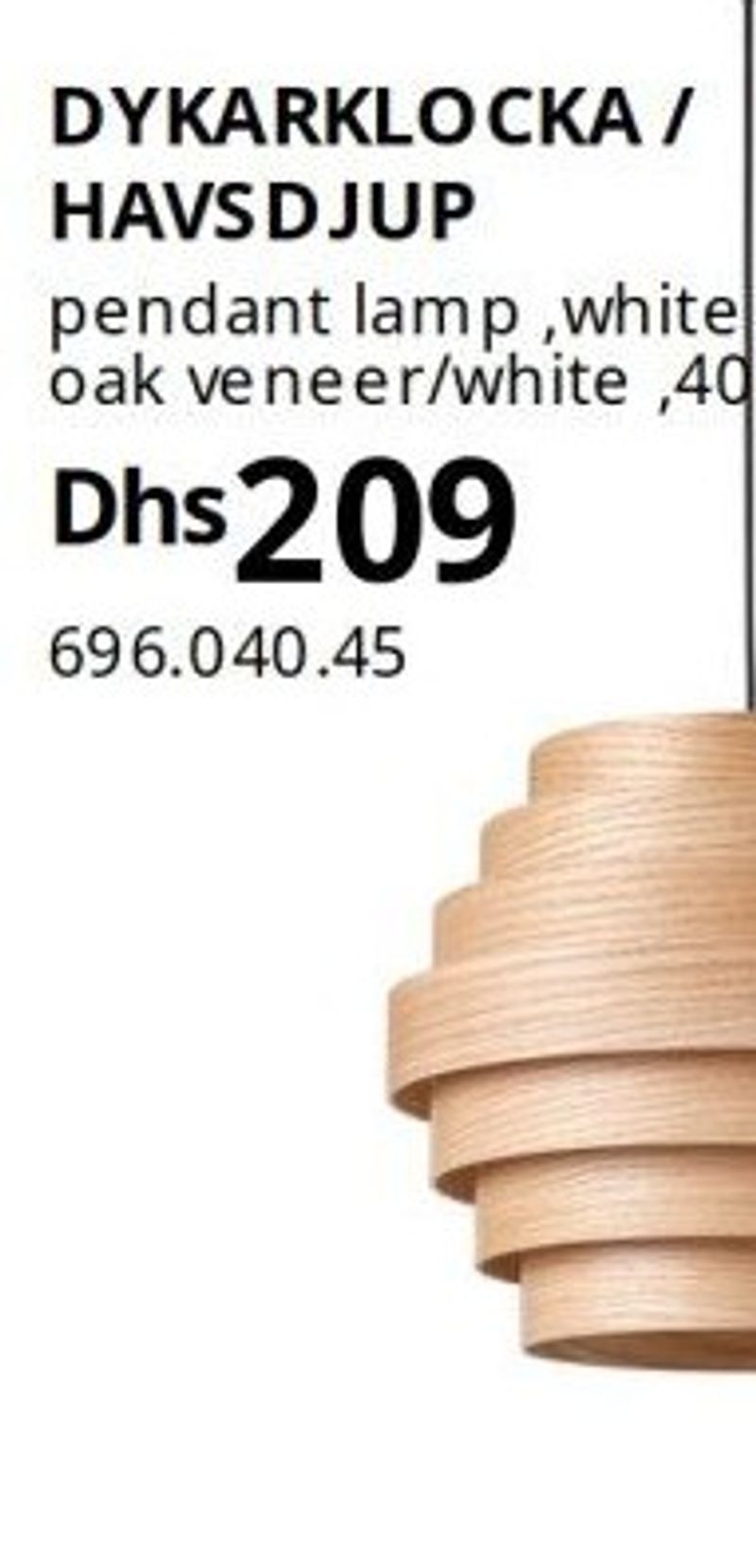 DYKARKLOCKA / HAVSDJUP pendant lamp, white stained oak veneer/white, 40 cm