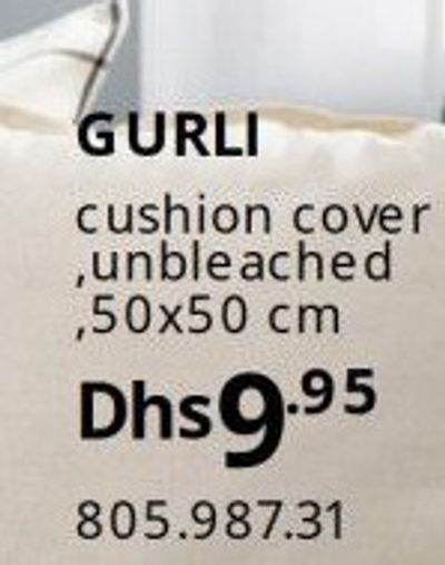 GURLI cushion cover, unbleached, 50x50 cm