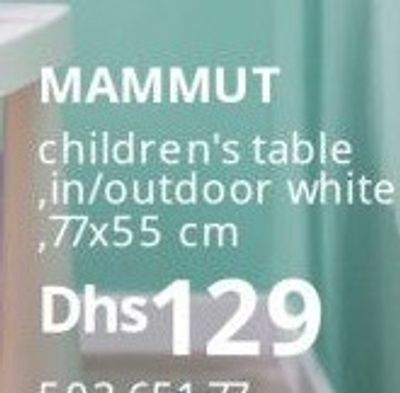 MAMMUT Children's table, in/outdoor white, 77x55 cm