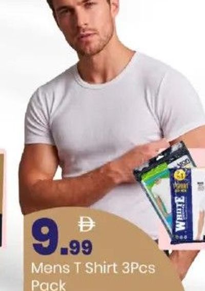 WHITE Mens T Shirt 3Pcs Pack