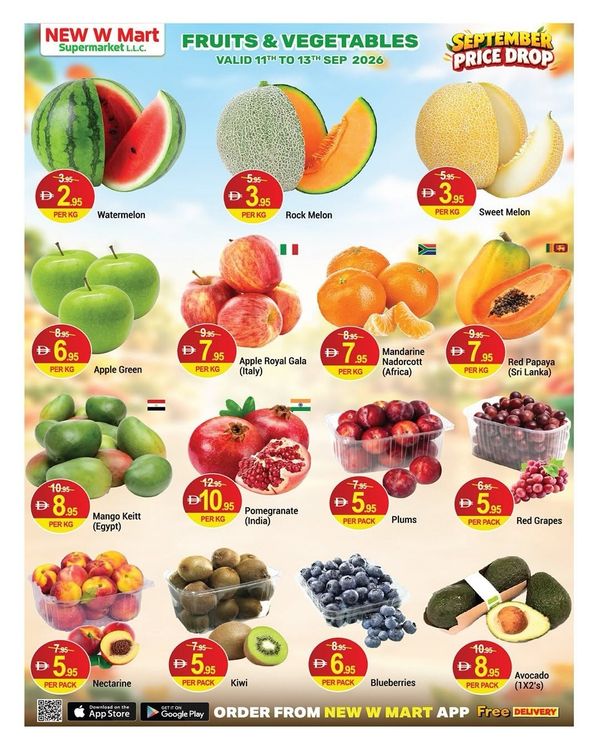Fruits & Vegetables Deals from New W Mart until 13th September