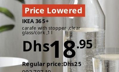 IKEA 365+ carafe with stopper, clear glass/cork, 1 l