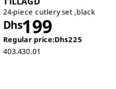TILLAGD 24-piece cutlery set, black