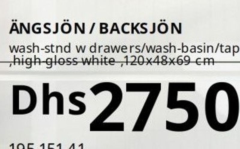 ÄNGSJÖN / BACKSJÖN wash-stand with drawers, wash-basin and taps, high-gloss white, 120x48x69 cm