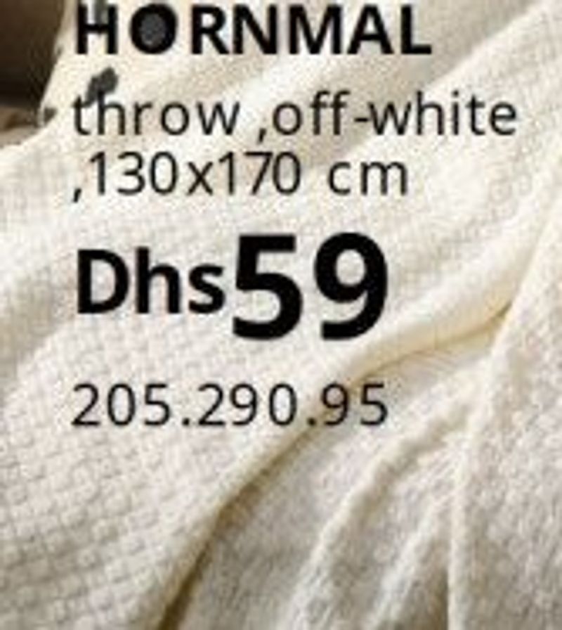 HORNMAL throw, off-white, 130x170 cm
