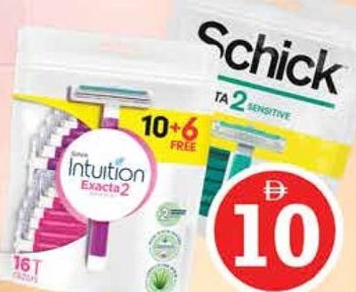 Schick Exacta-2 Razor Assorted 10+6's